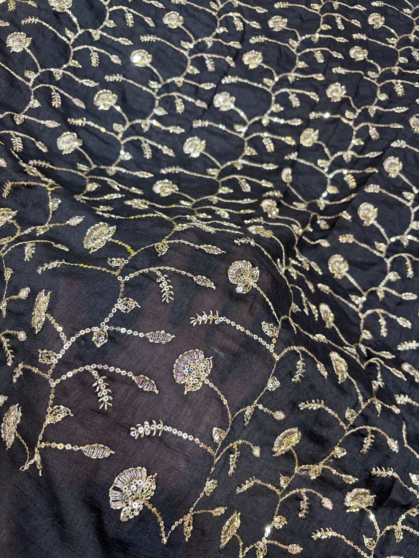 Vichitra Silk Fabric with all over beats work 44inch width