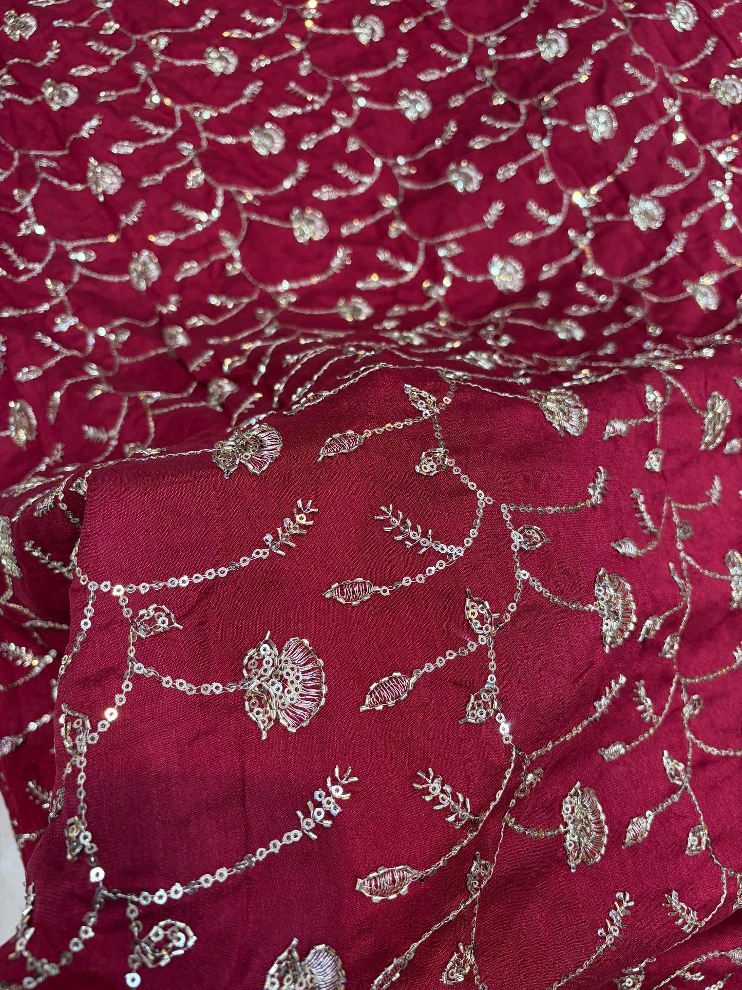 Vichitra Silk Fabric with all over beats work 44inch width