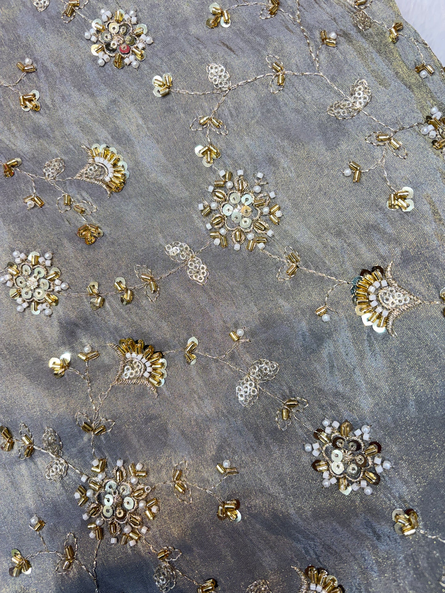 😍Royal Handwork viscouse Tissue Silk Fabric 44inch width