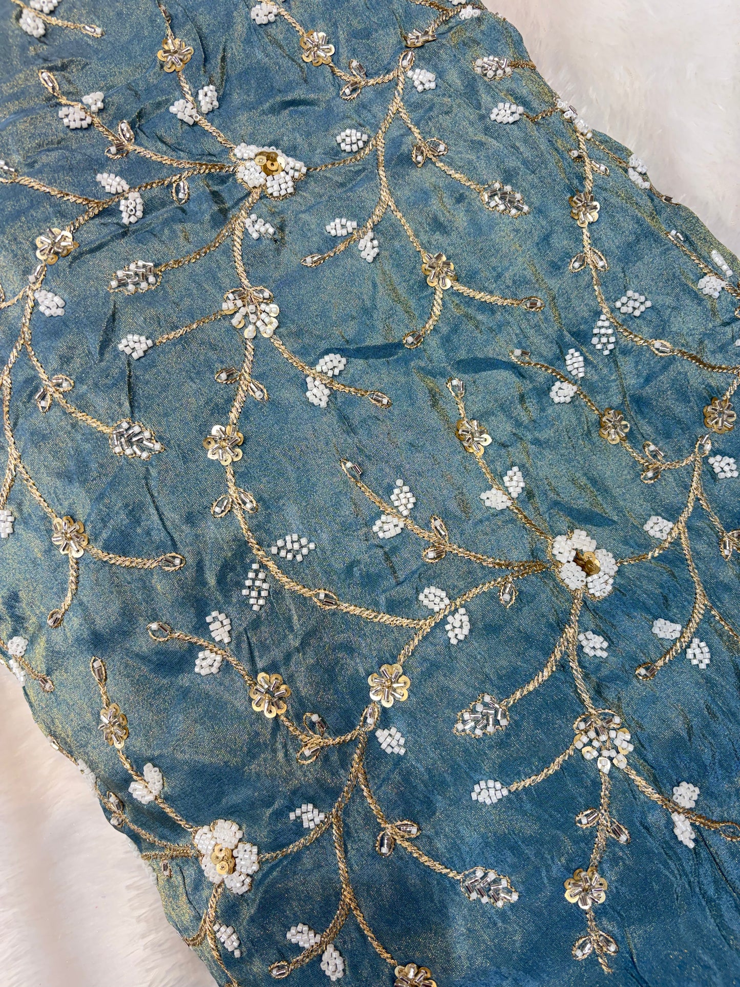 😍Royal Handwork viscouse Tissue Silk Fabric 44inch width