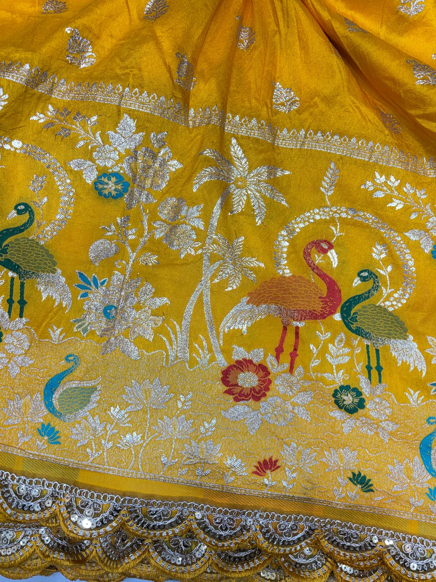 Paitanick 🥰Banarasi Silk Fabric with Embroidery Border 44-45 inch width😍 meter wise