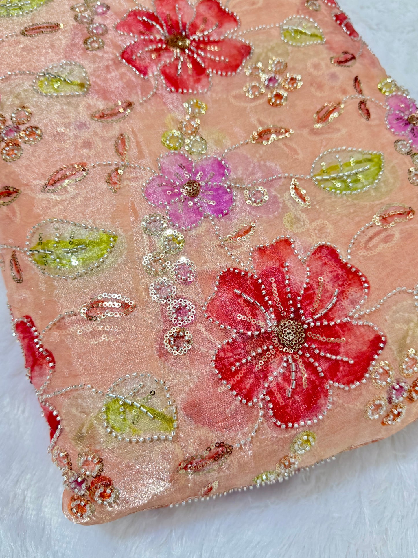 Beautiful 💕Jimmy choo fabric hand work all over Multicolored floral embroidery with sequins & beadwork 45INCH width