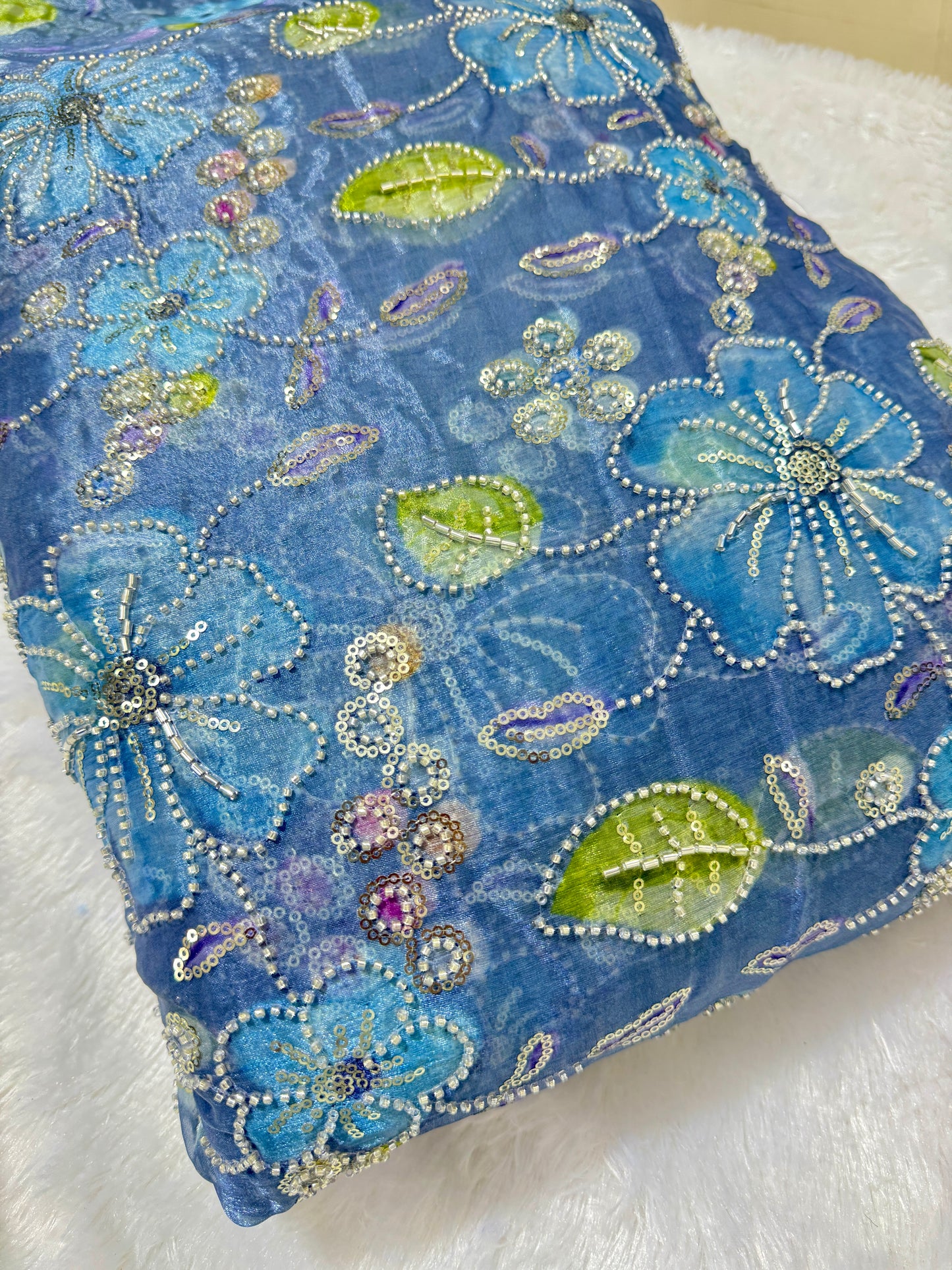 Beautiful 💕Jimmy choo fabric hand work all over Multicolored floral embroidery with sequins & beadwork 45INCH width