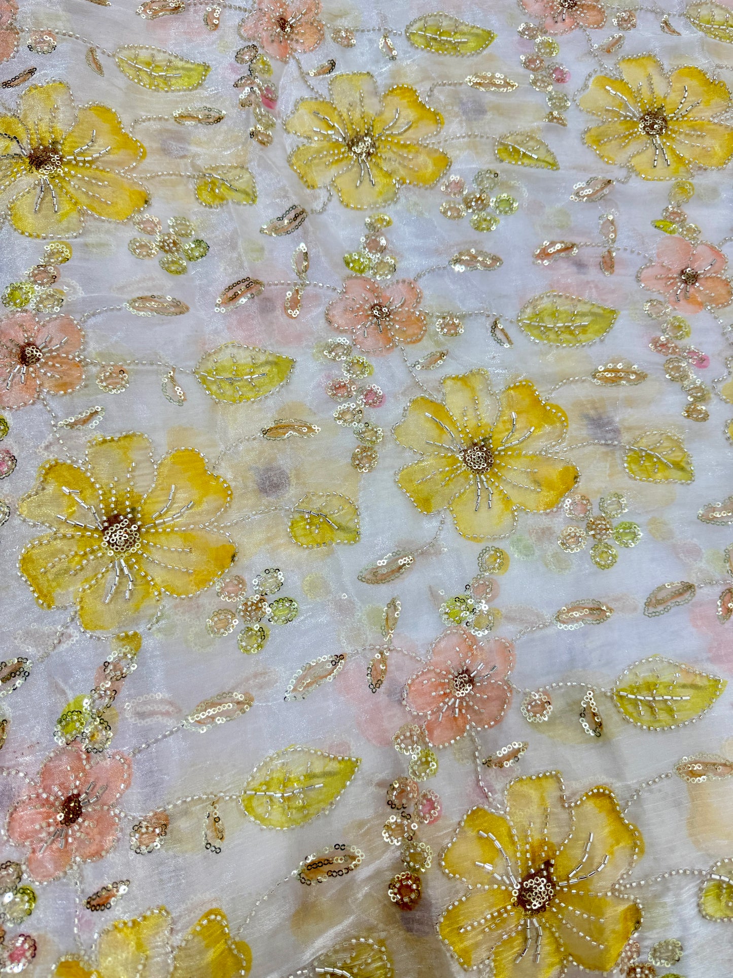 Beautiful 💕Jimmy choo fabric hand work all over Multicolored floral embroidery with sequins & beadwork 45INCH width