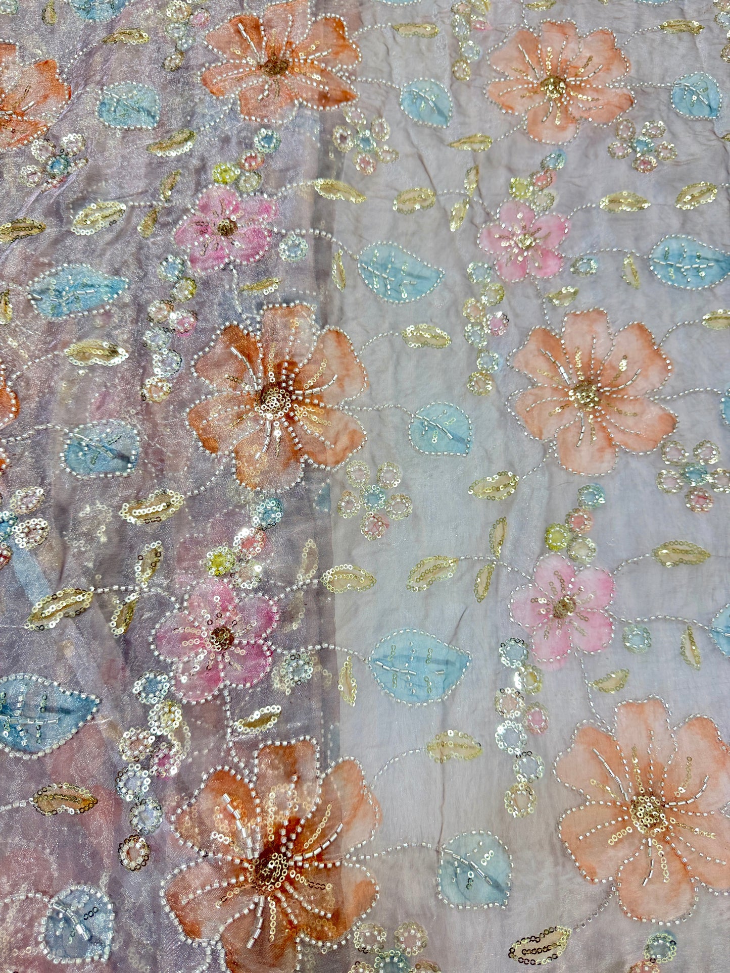 Beautiful 💕Jimmy choo fabric hand work all over Multicolored floral embroidery with sequins & beadwork 45INCH width