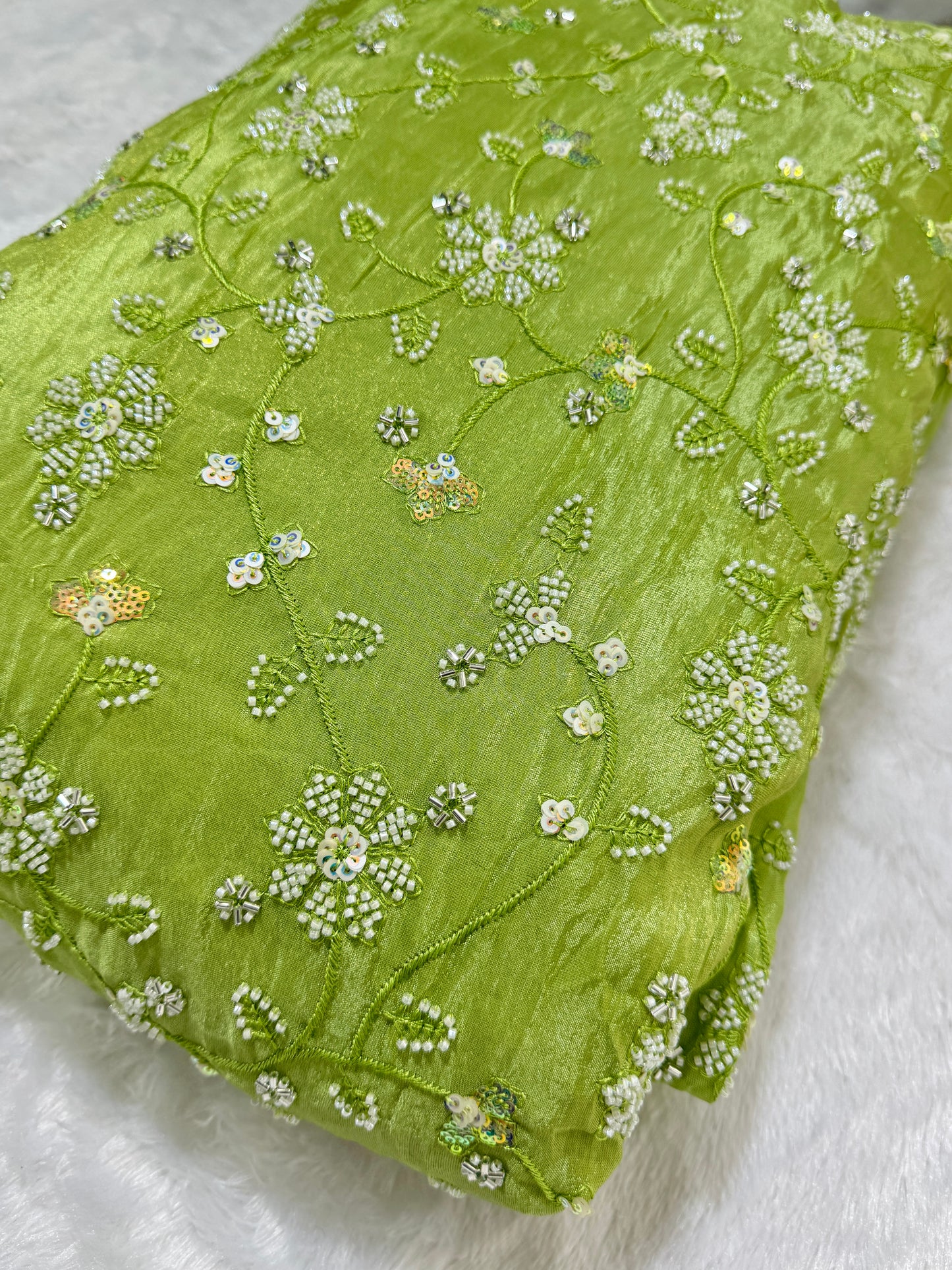 Viscouse tissu premium Luxury handwork cutdana work Sequins Fabric 45Inch width