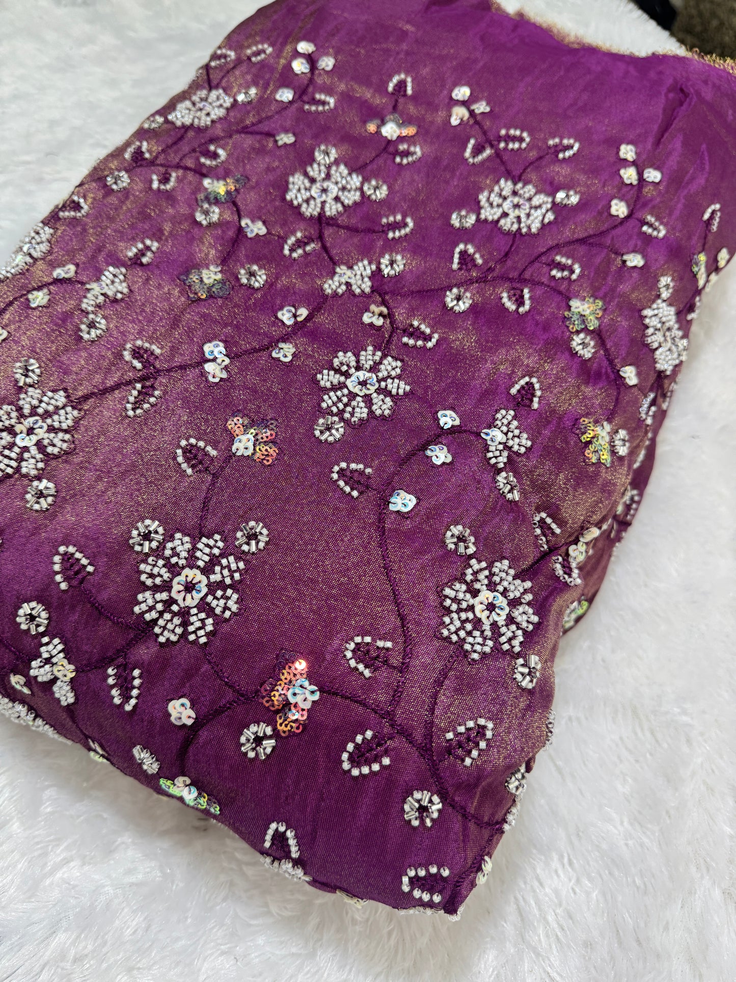Viscouse tissu premium Luxury handwork cutdana work Sequins Fabric 45Inch width