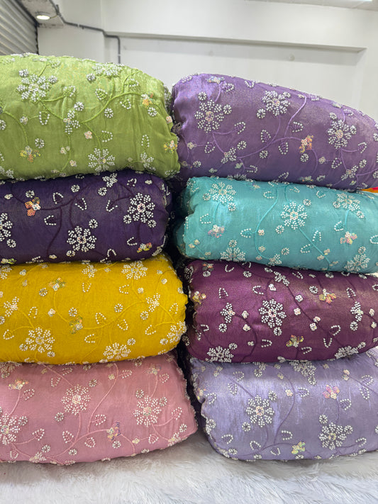 Viscouse tissu premium Luxury handwork cutdana work Sequins Fabric 45Inch width