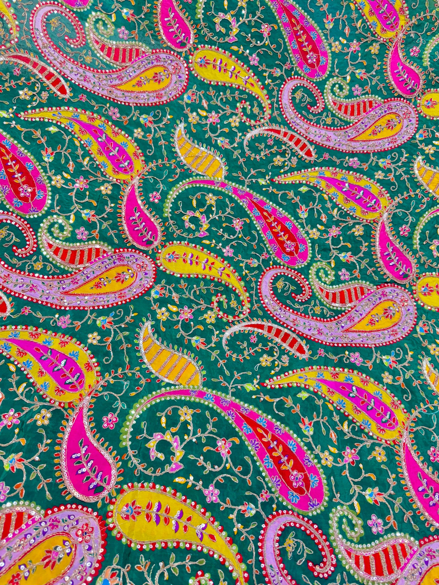 pure viscouse natural crape luxury embroidery 44inch width GREEN