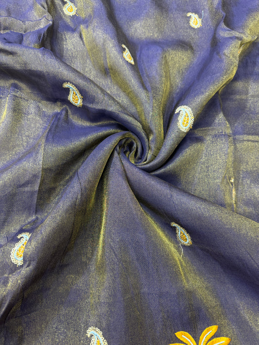 😍Pure viscouse tissu embroidery border 💕with elephant 🐘desing lehanga,Sari,blouse , dress 45-inch width