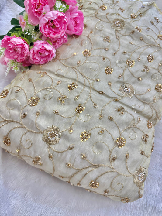👗ZARI TISSUE HANDWORK EMBROIDERY 44-45 INCH WIDTH (DYBLE ) ✅