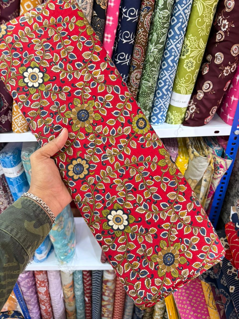 Pure 100% Cambric Cotton Printed Fabric – Soft & Elegant Ethnic Floral Design 44width Vol 2
