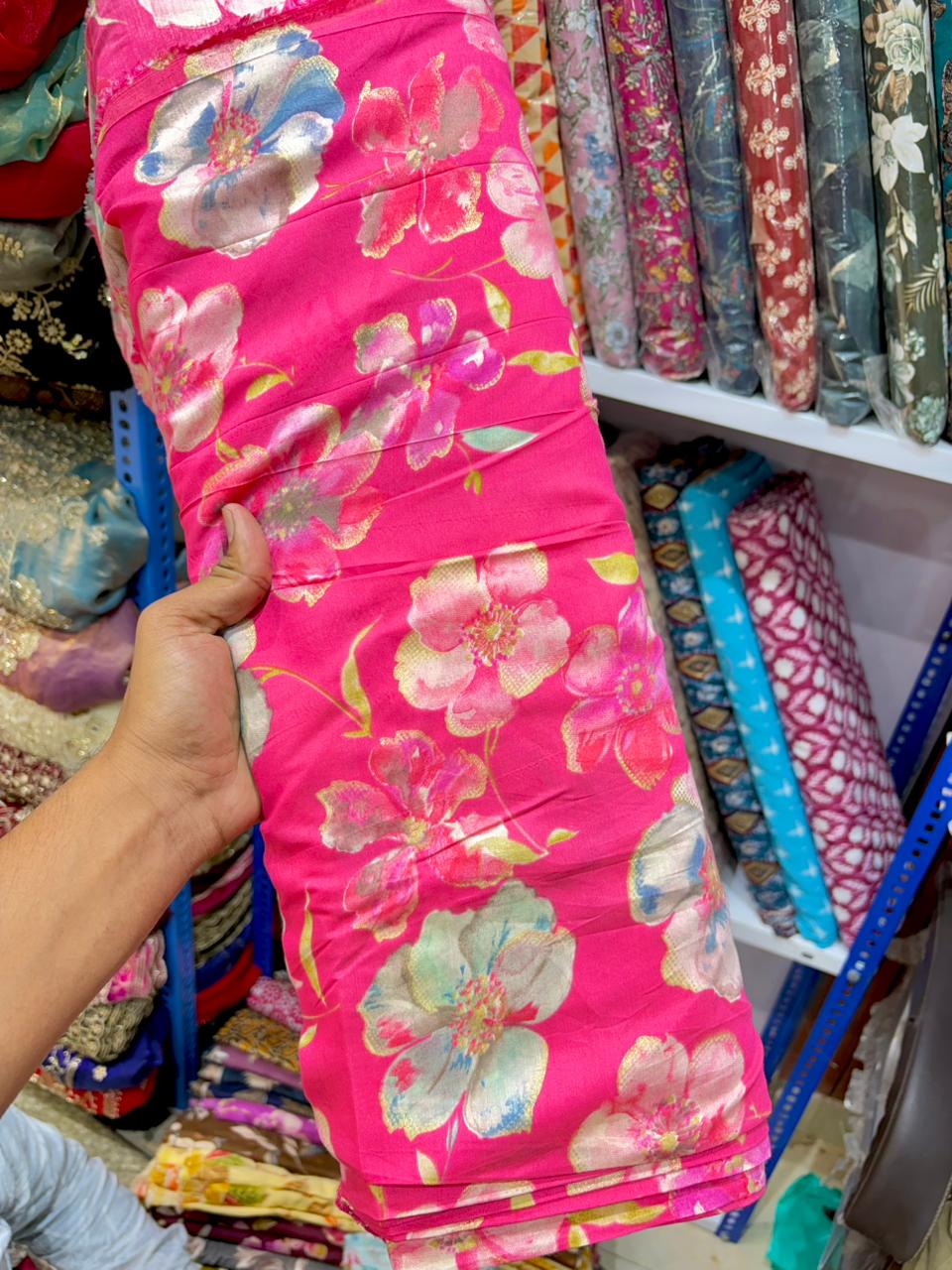 Premium Cambric Cotton Floral Print Fabric – Elegance (44” Width