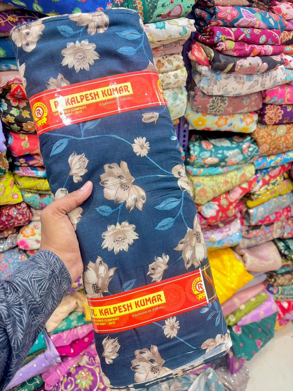 Premium Cambric Cotton Floral Print Fabric – Elegance (44” Width