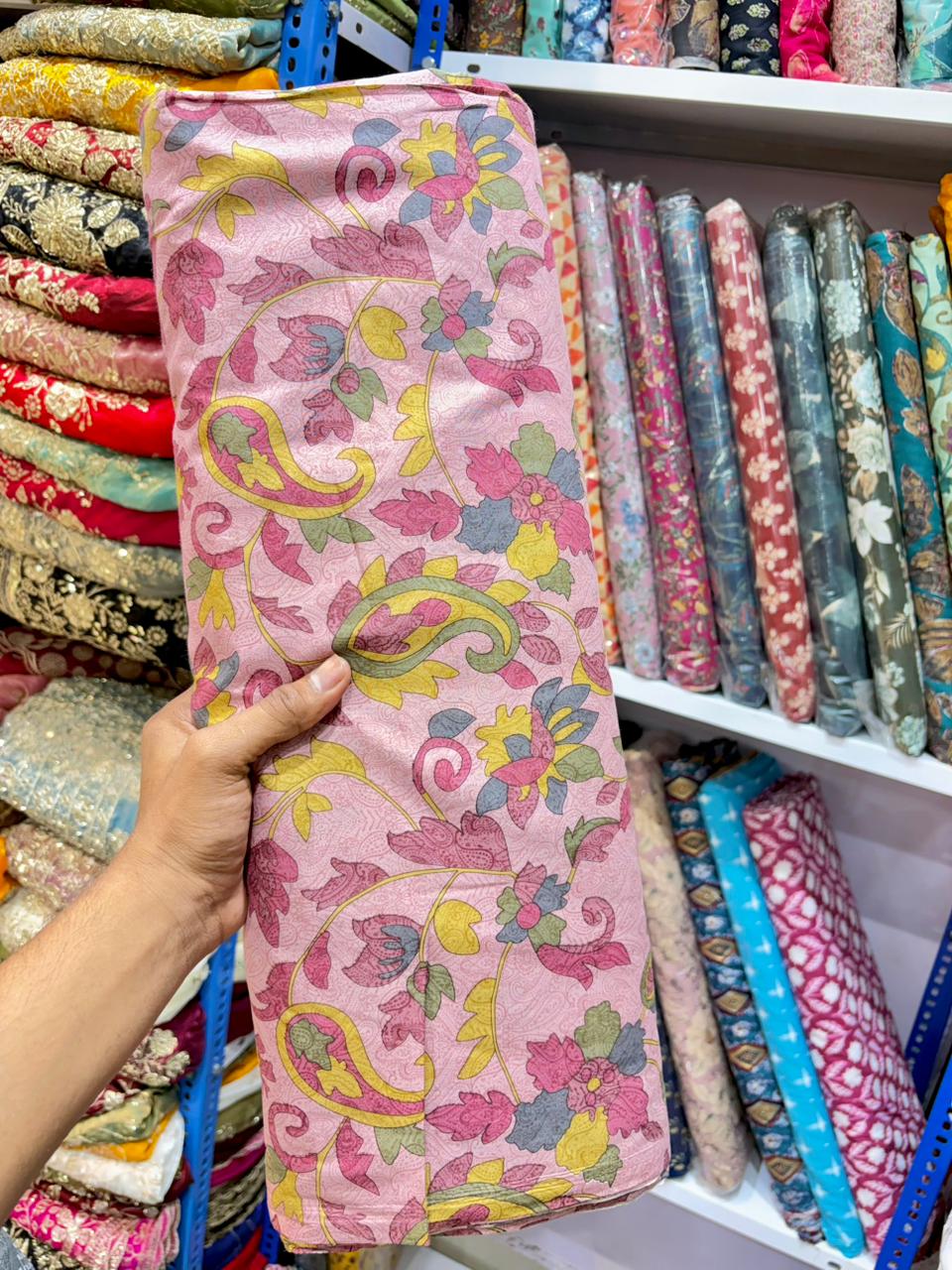Premium Cambric Cotton Floral Print Fabric – Elegance (44” Width)