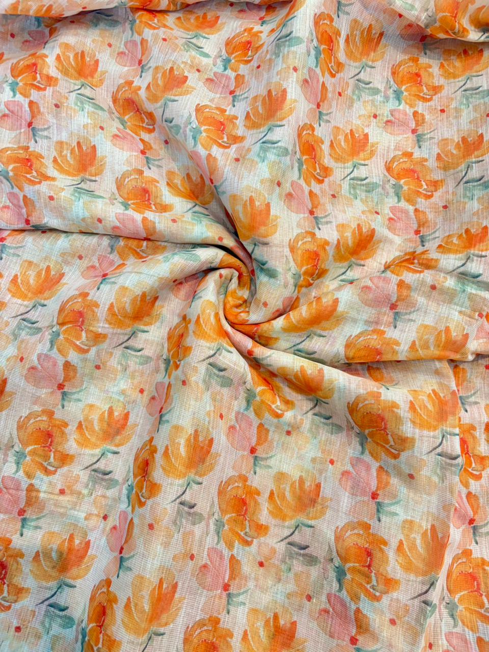 Blush Garden Shimmer Cotton – Premium Floral Print (44” Width)