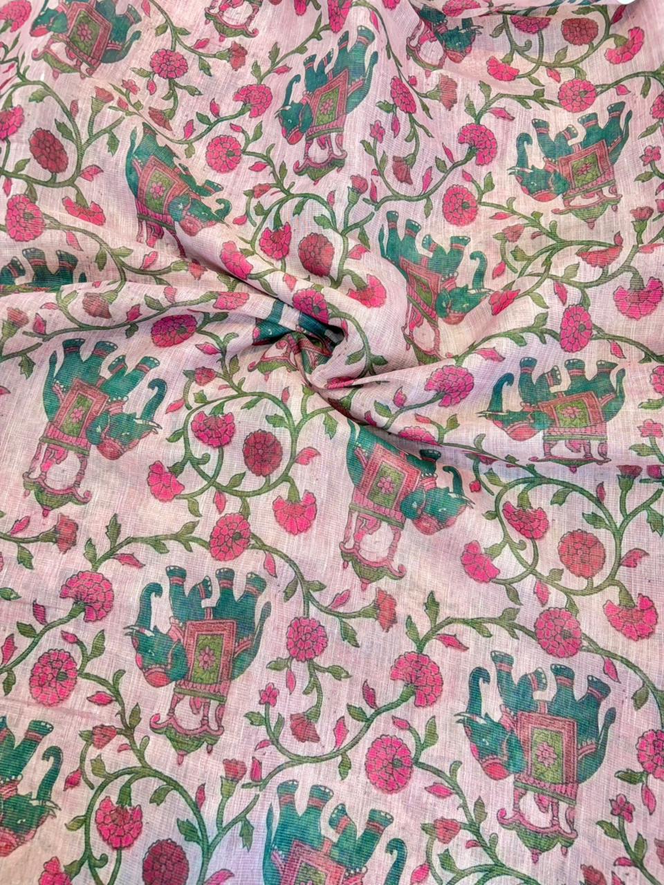 Blush Garden Shimmer Cotton – Premium Floral Print (44” Width)