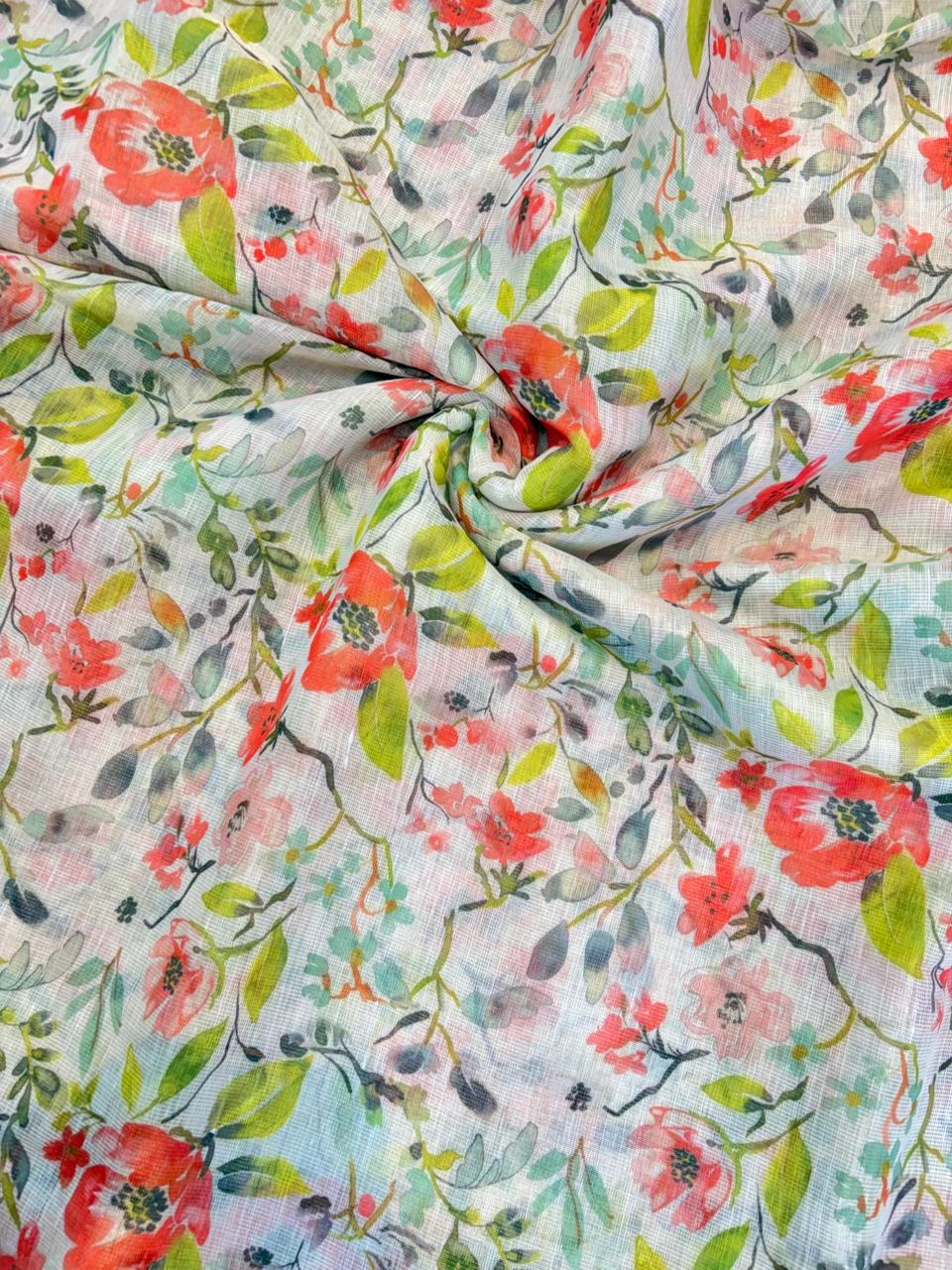 Blush Garden Shimmer Cotton – Premium Floral Print (44” Width)