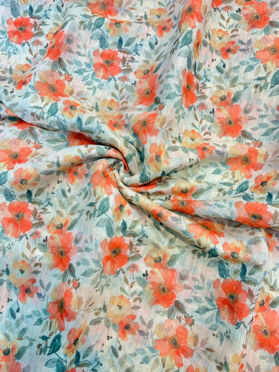 Blush Garden Shimmer Cotton – Premium Floral Print (44” Width)