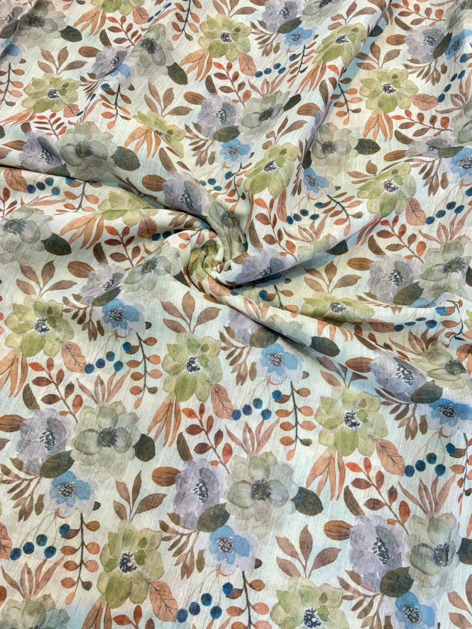 Blush Garden Shimmer Cotton – Premium Floral Print (44” Width)