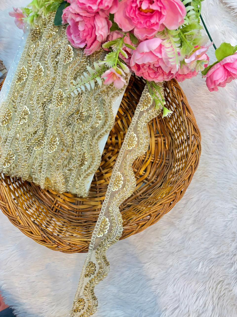 premium Scallop 🥻 Lace Trim – Designer Handmade Border (9 Meter Pack) bride