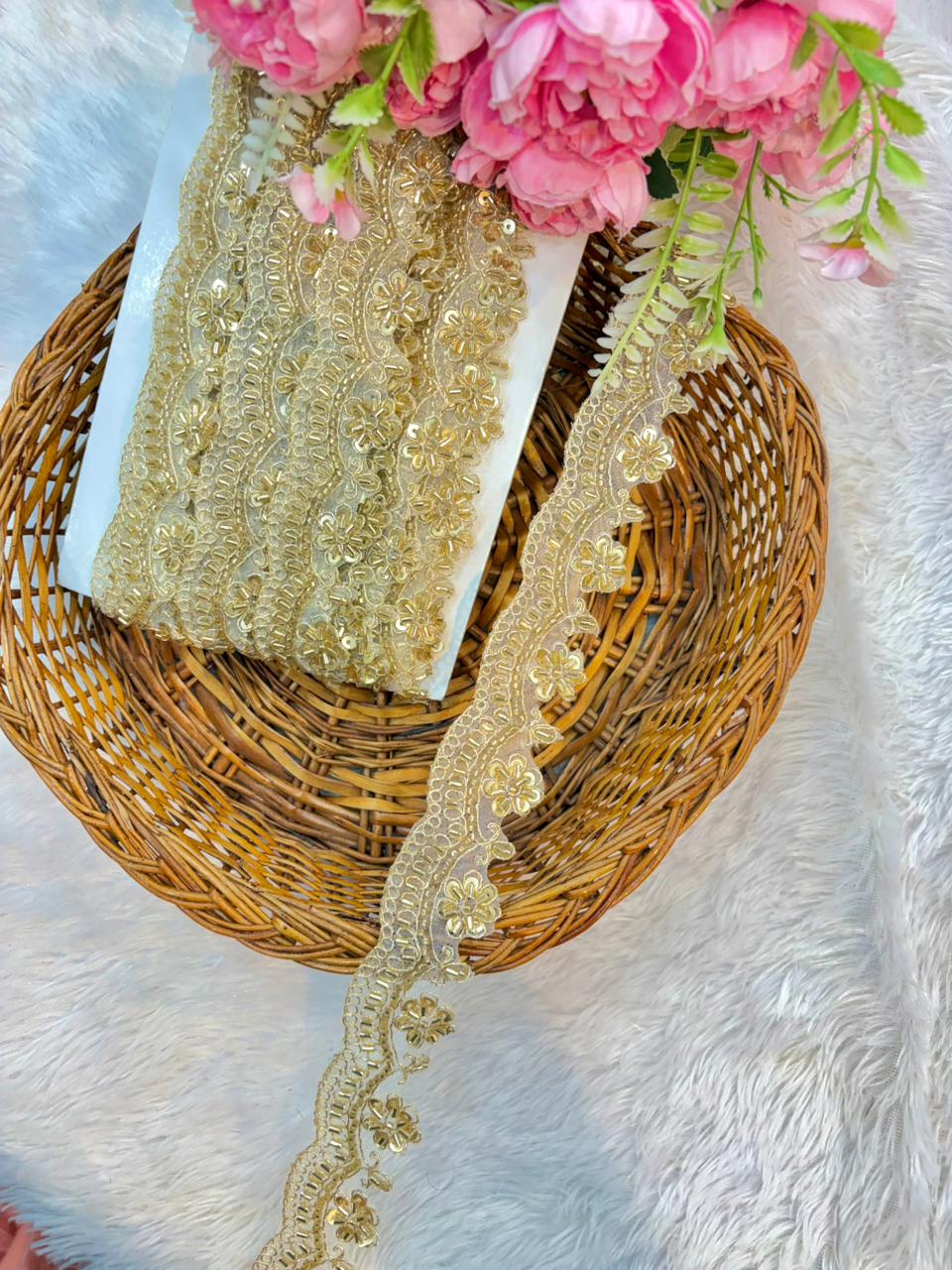 premium Scallop 🥻 Lace Trim – Designer Handmade Border (9 Meter Pack) bride