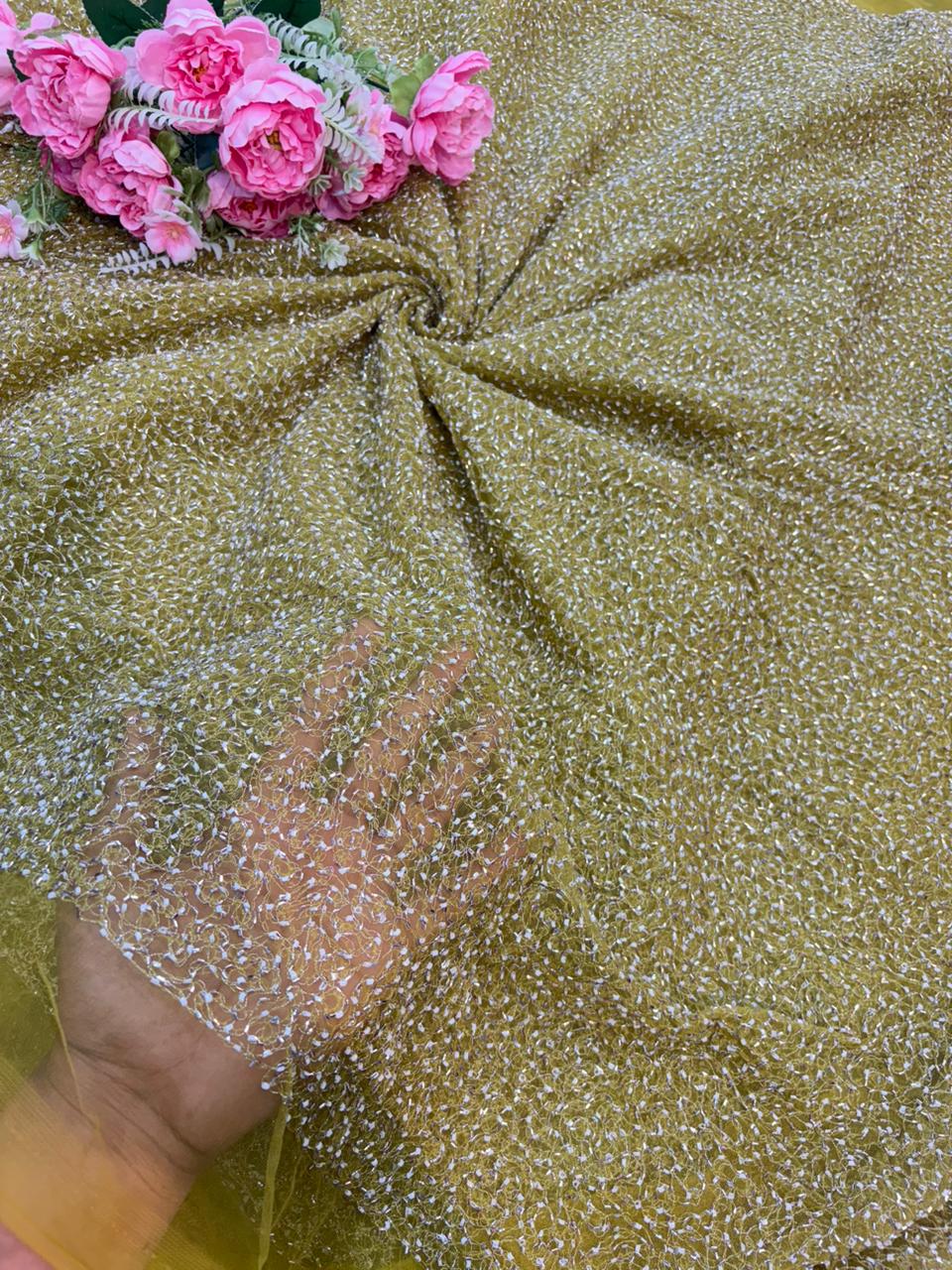 Radiant Ember Glitter Net Fabric – 44” Width