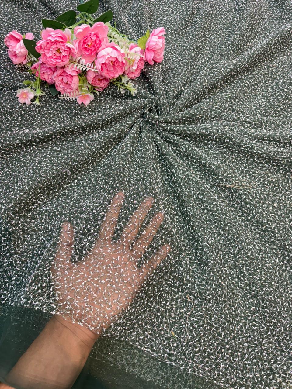 Radiant Ember Glitter Net Fabric – 44” Width