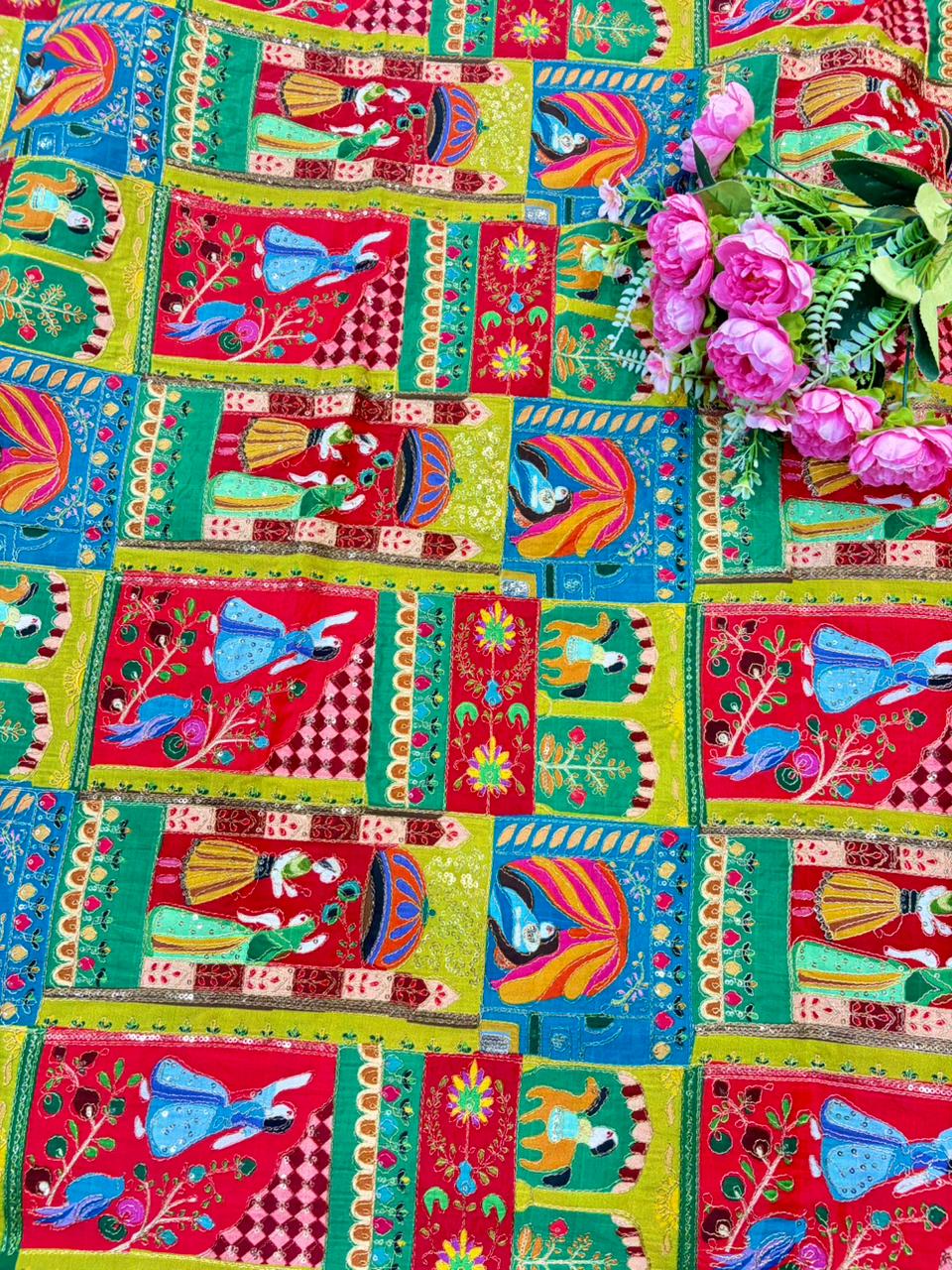 Trending ♥️Royal Heritage Story Print Crepe Fabric width 44