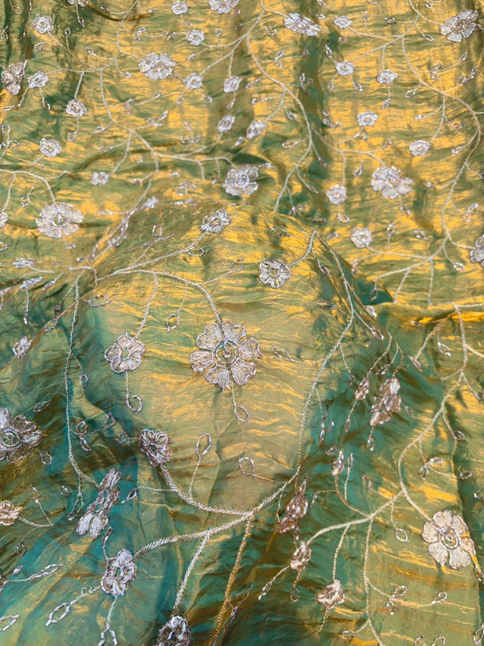 Exclusive Fendy Silk with Intricate Artisanal Beadwork width 44