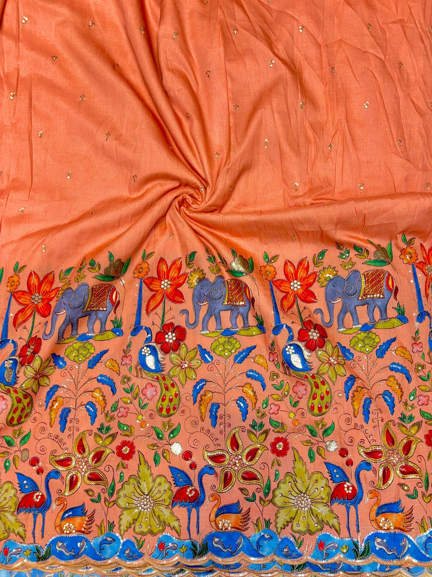 pure 100% Kalamkari Border Pure Imported Fabric width 44