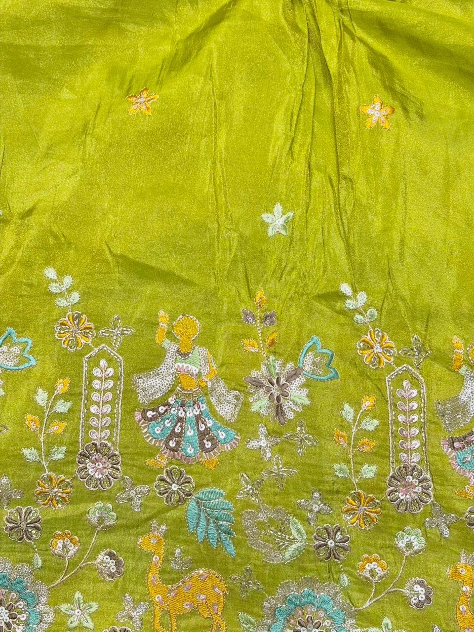 Premium🥻 Viscouse tissue👗 border fabrics beats work beautiful design width 44