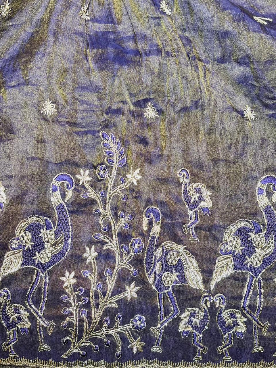 Premium🥻 Viscouse tissue👗 border fabrics beats work beautiful design width 44