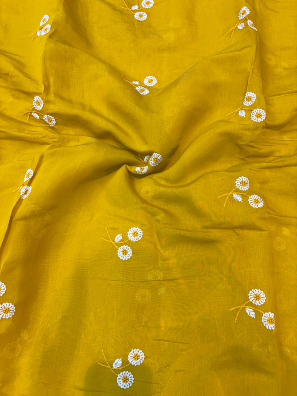 This premium fabric is a Floral Embroidered Pashmina Silk width 44