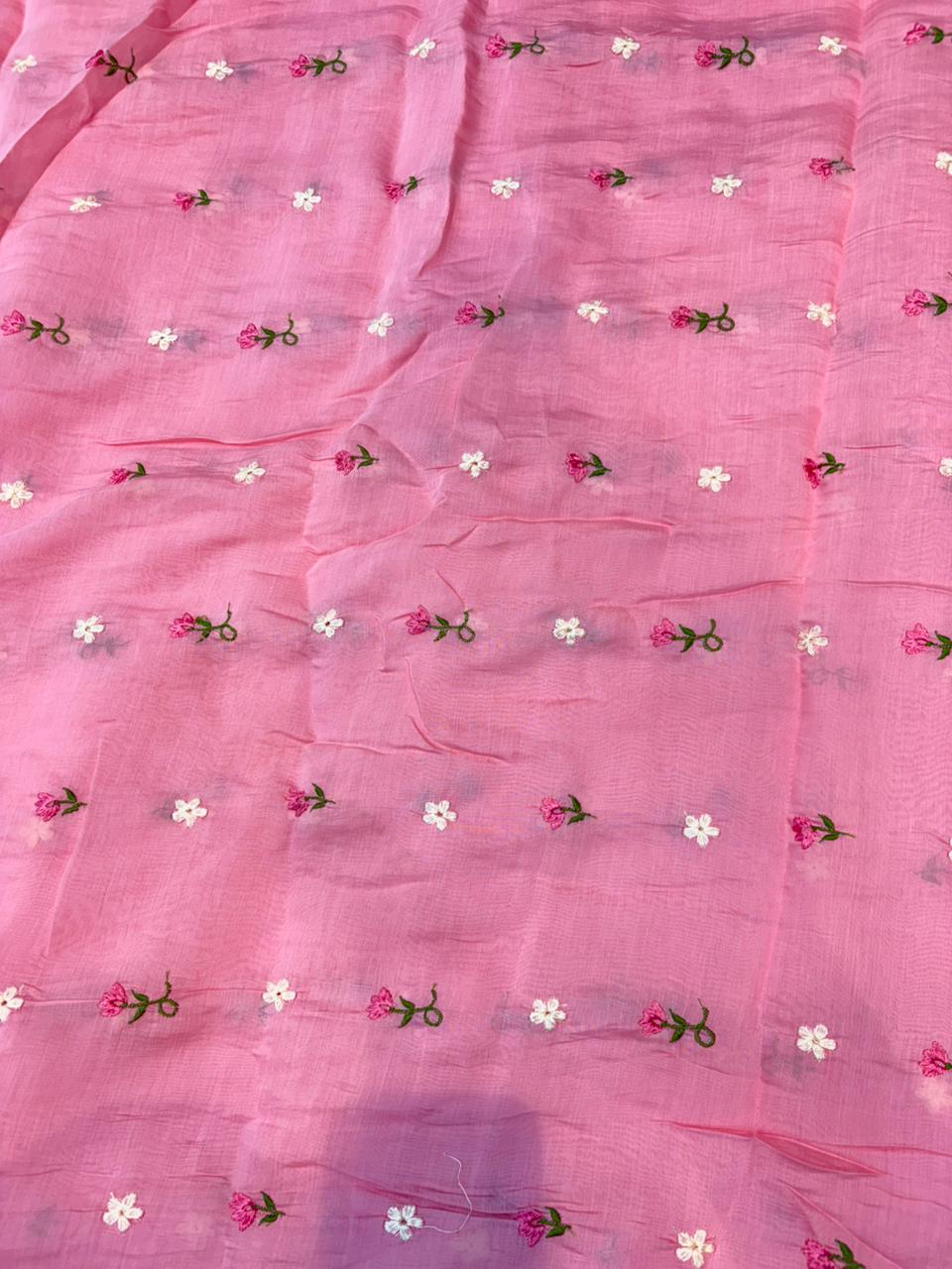 This premium fabric is a Floral Embroidered mulchandari width 44