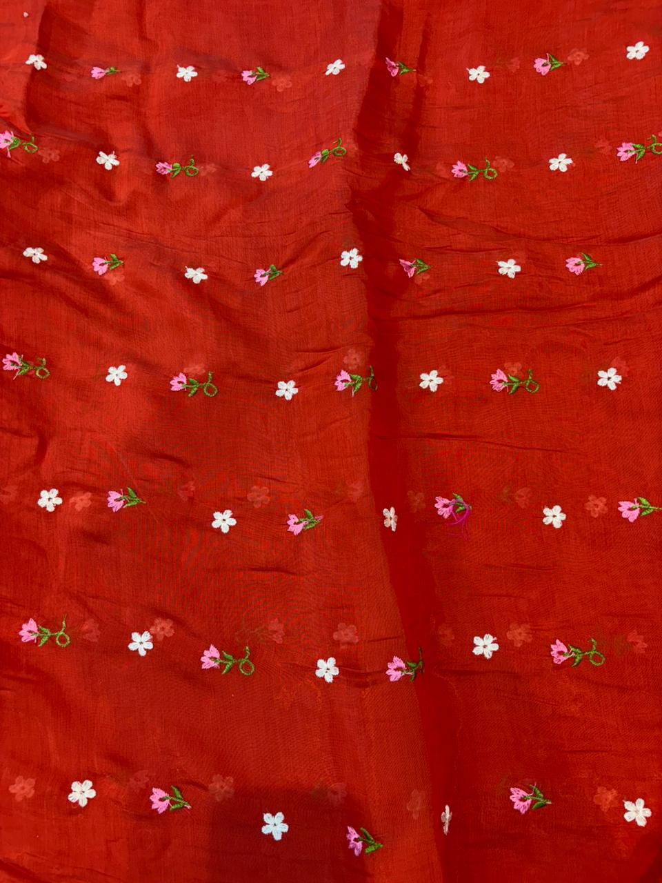 This premium fabric is a Floral Embroidered mulchandari width 44