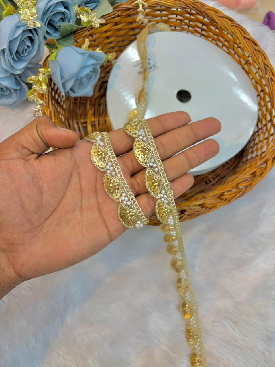 Rose gold Blossom Handcrafted Lace (pack of 9 metrr )