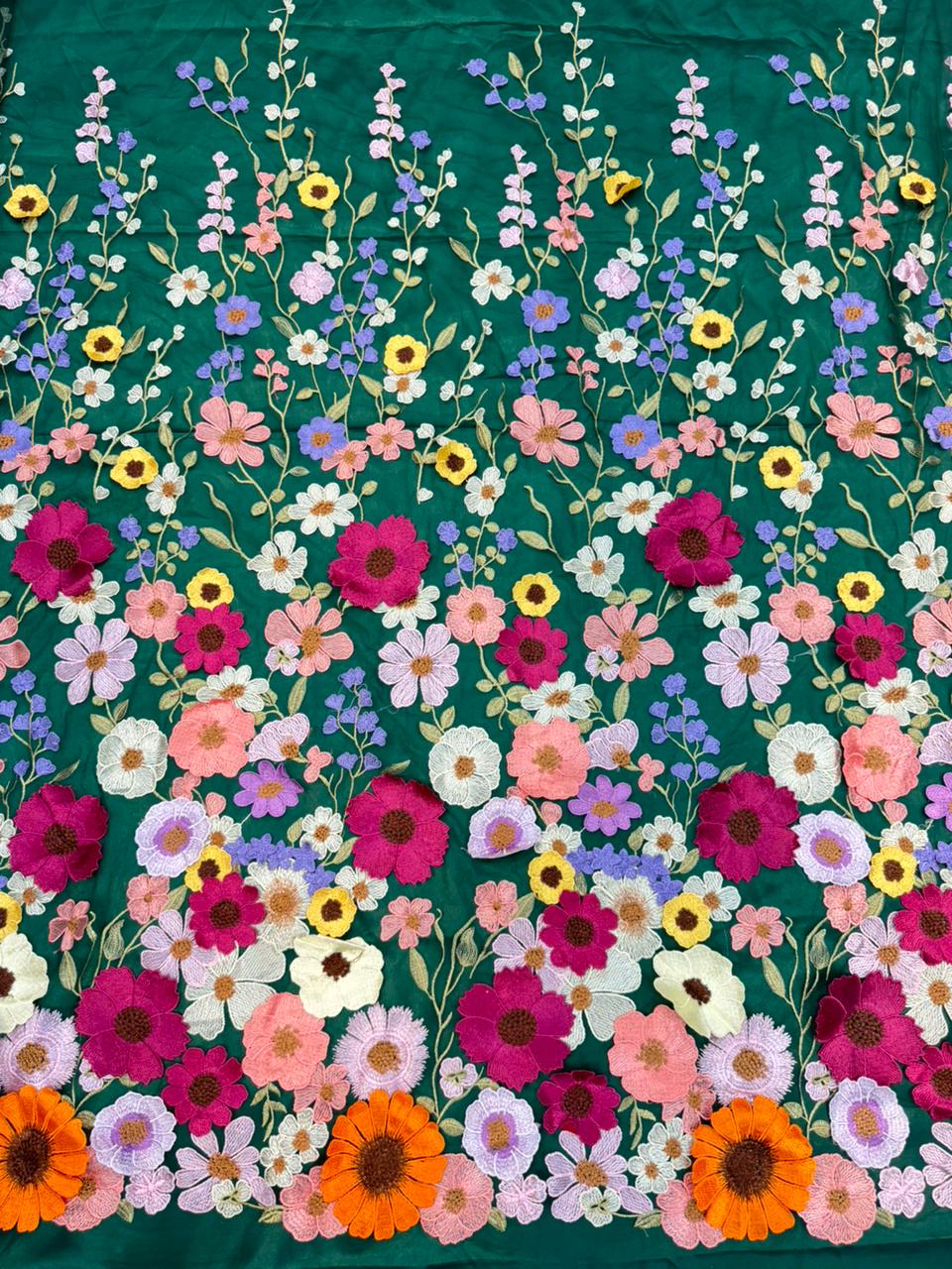 Midnight Bloom 3D Floral Appliqué Net width 60