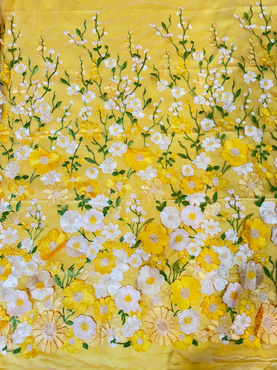 Midnight Bloom 3D Floral Appliqué Net width 60