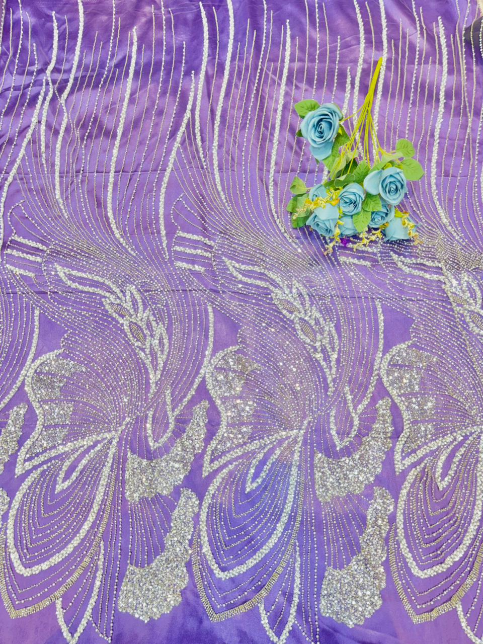 Luxury Dream Petals Glitter Mesh Fabric width60