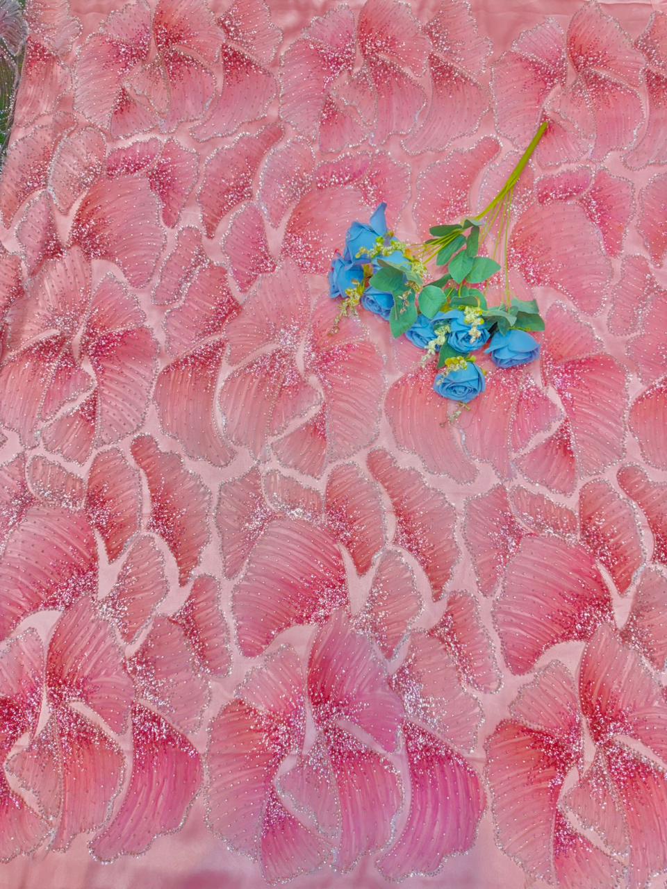 Luxury Dream Petals Glitter Mesh Fabric width60