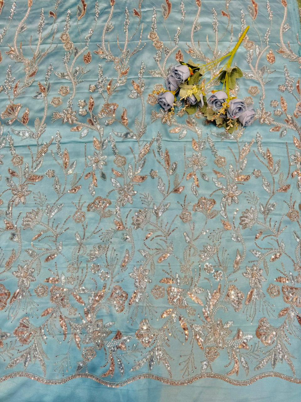 exclusive handmade Dream Petals Glitter Mesh Fabric width60