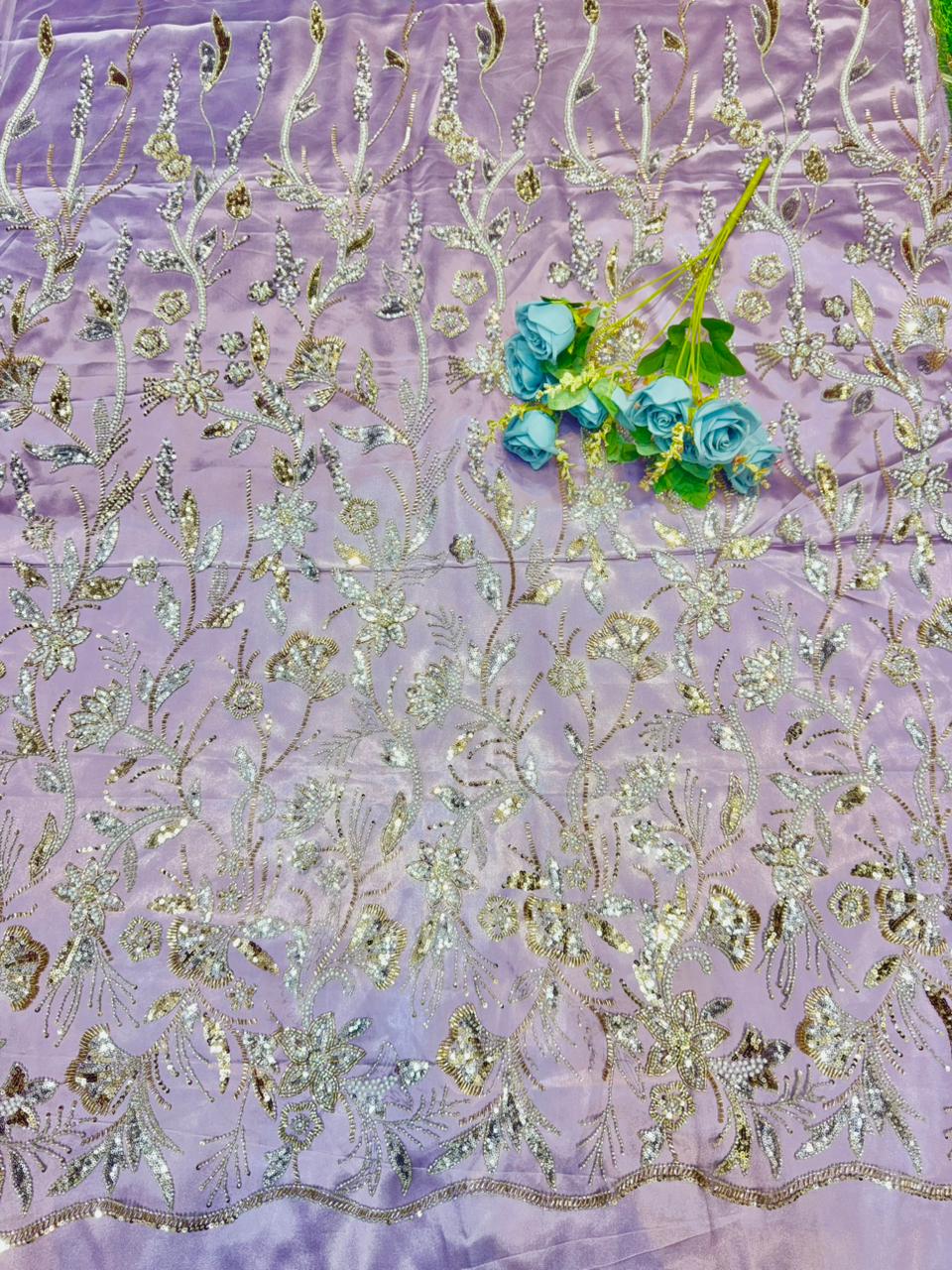 exclusive handmade Dream Petals Glitter Mesh Fabric width60