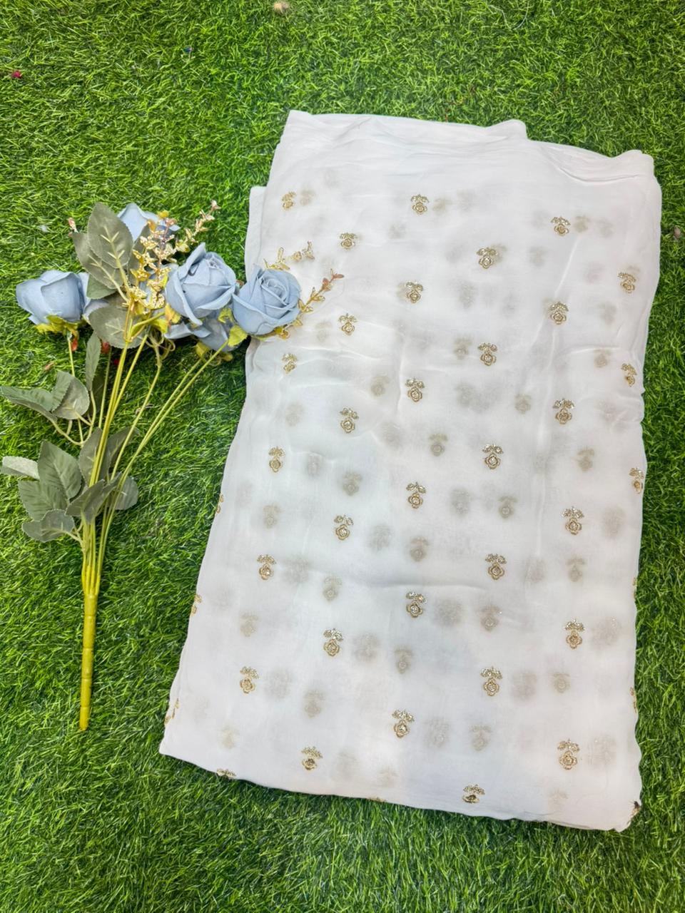 Cloud Soft Georgette Fabric – Premium Lightweight Designer Fabric Dyble ✅ width 44