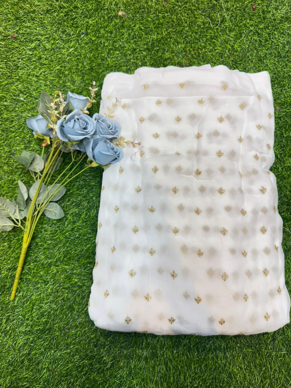 Cloud Soft Georgette Fabric – Premium Lightweight Designer Fabric Dyble ✅ width 44