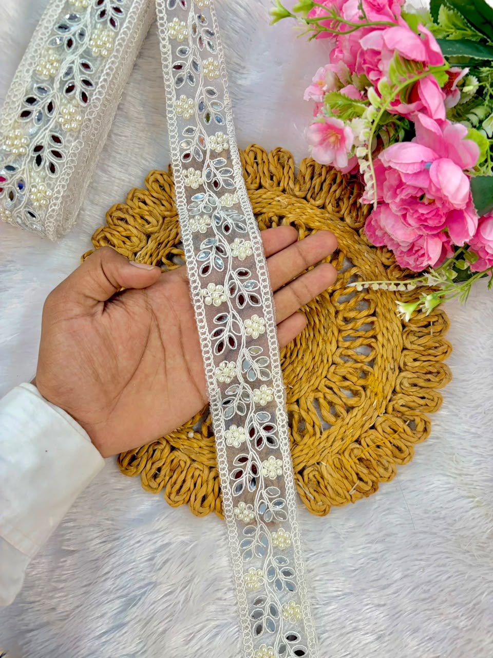 Exclusive Mirror Lace border purls pack of 9metrr