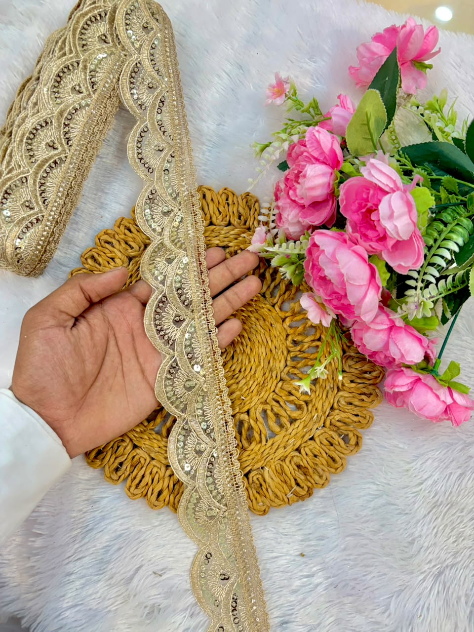 Exclusive gold Lace border pack of 9metrr