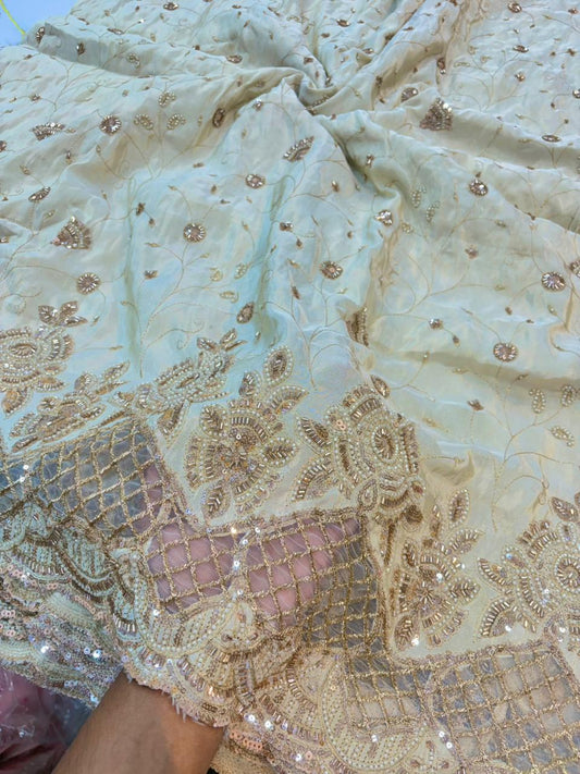 Noor-E-Rajwada Elephant Zari Bridal Fabric – 60” Premium Couture Textile”