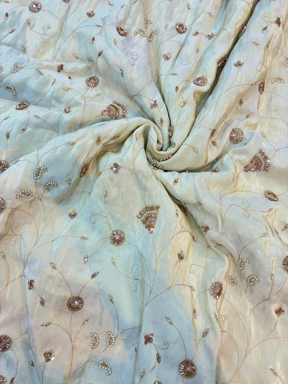 Noor-E-Rajwada Elephant Zari Bridal Fabric – 60” Premium Couture Textile”