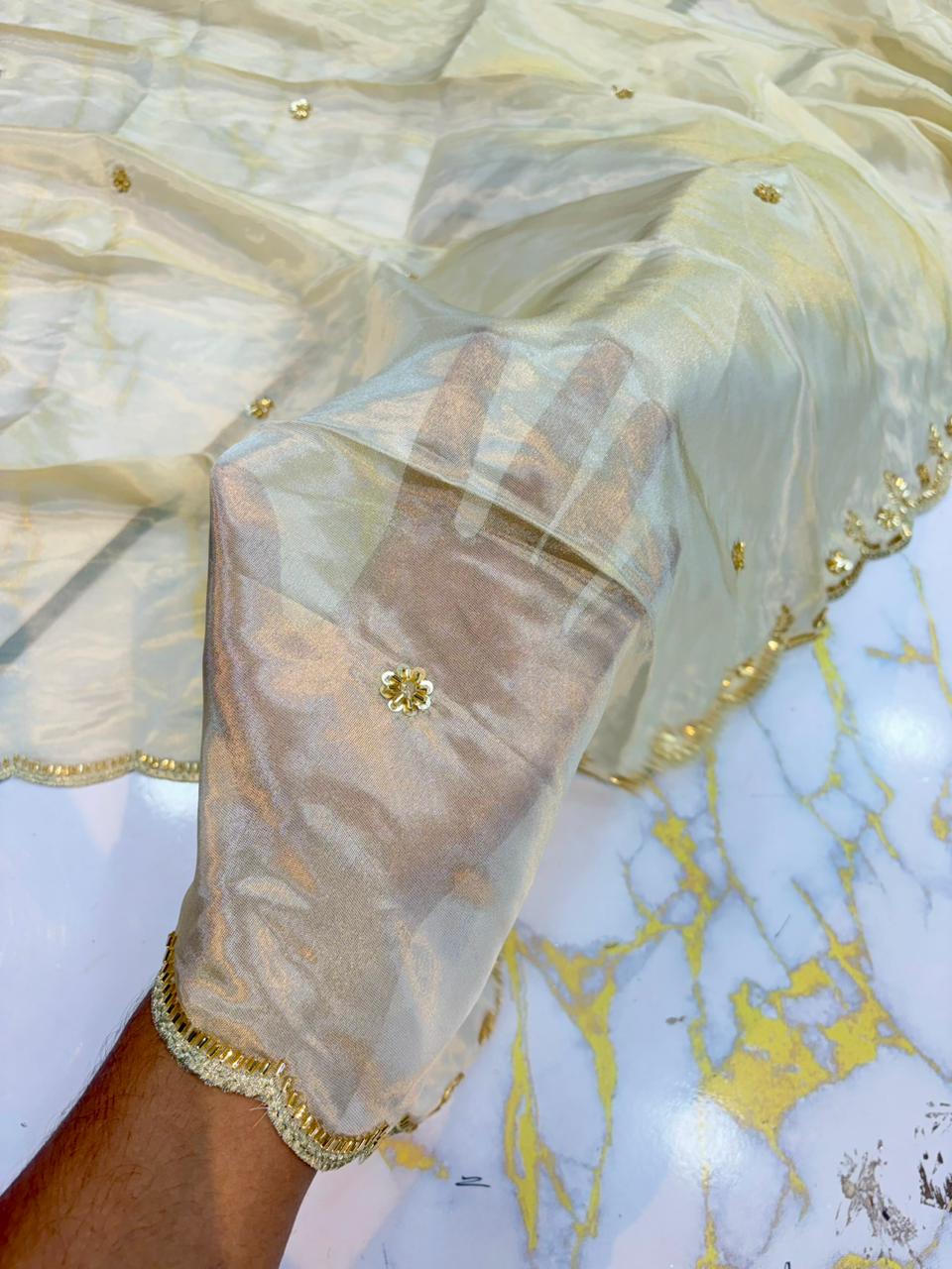 Luxe viscous Tissue Dupatta with Handcrafted Border 2.75 meter Dyble ✅